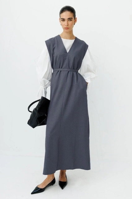 Premium V Yaka Antrasit Jile