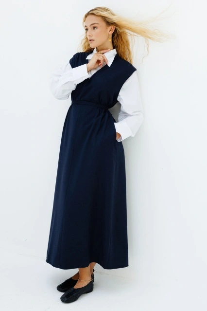 Premium V Yaka Lacivert Jile