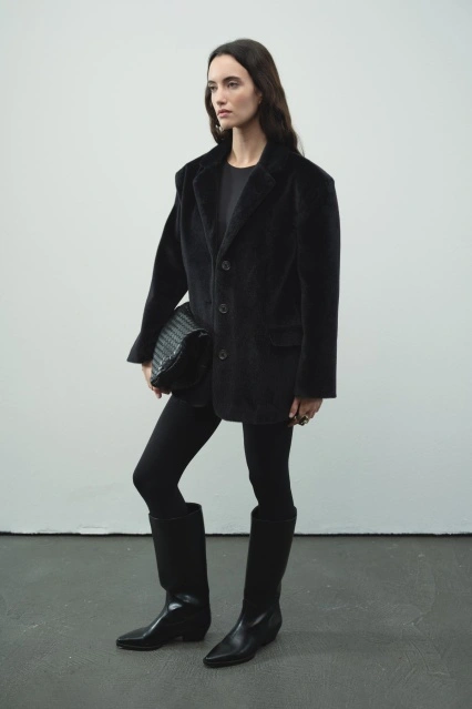 Premium Yün Dokulu Siyah Blazer Ceket