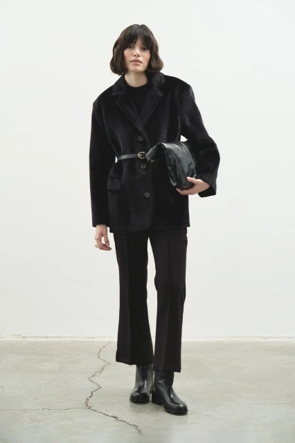 Premium Yün Dokulu Siyah Blazer Ceket