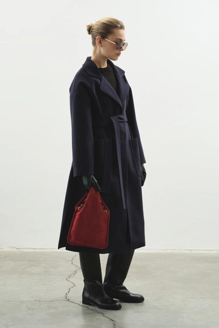 Punto Dikişli Lacivert Kaban