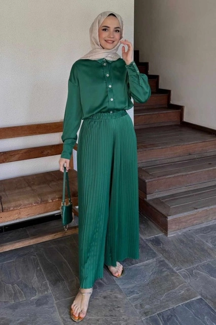 Ribanalı Pilisoley Yeşil Pantolon