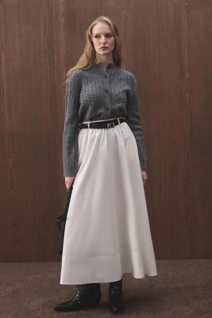 Saç Örgü Triko Gri Hırka