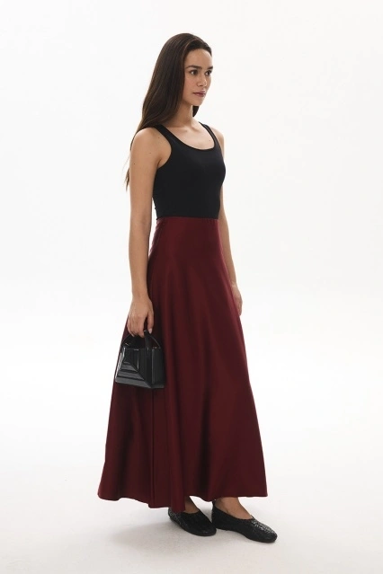 Saten Bordo Etek Saten Bordo Etek