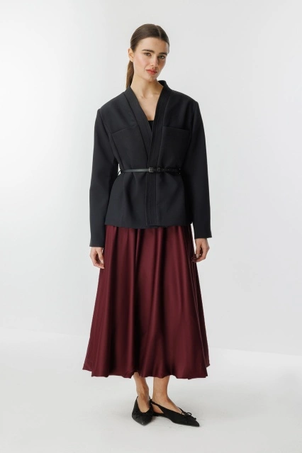 Saten Princess Bordo Etek