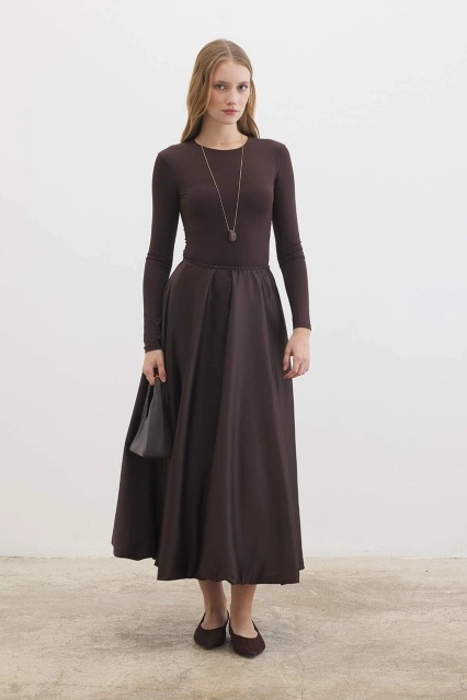 Saten Princess Kahve Etek