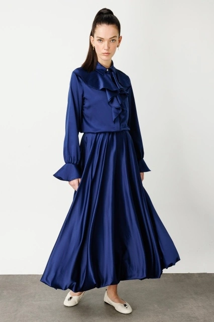 Saten Princess Lacivert Etek Saten Princess Lacivert Etek