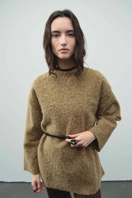 Süet Dokulu Siyah İnce Kemer