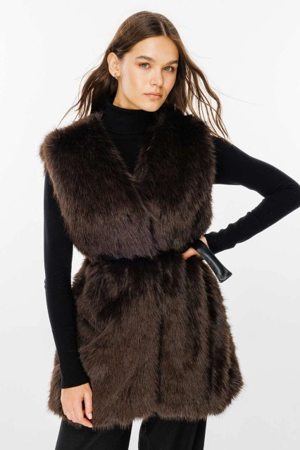 Suni Kürk Acı Kahve Yelek