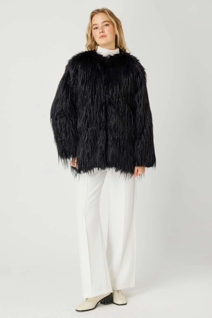 Suni Kürk Siyah Ceket