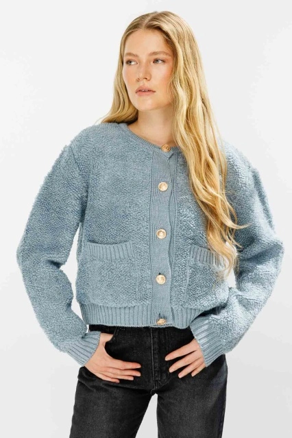 Tedy Dokulu Premium Buz Gri Hırka