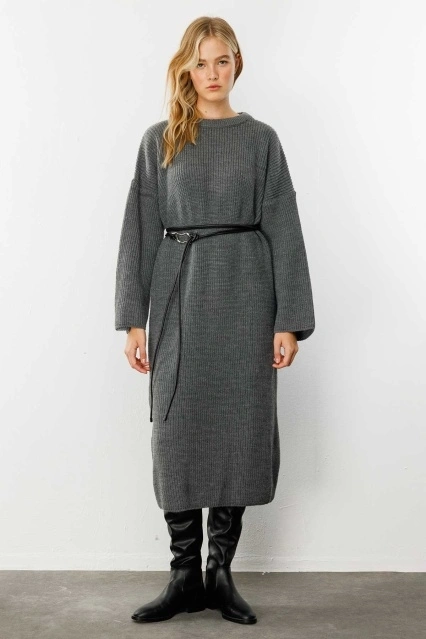 Triko Elbise - Antrasit