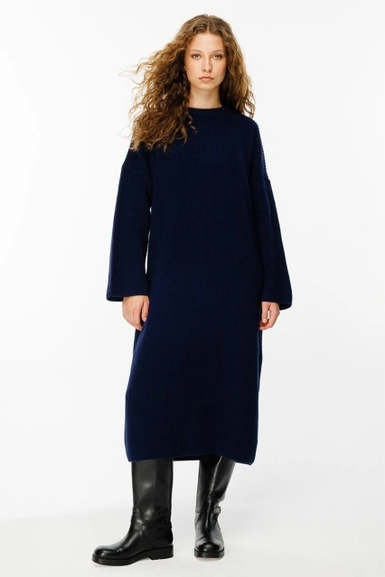 Triko Elbise - Lacivert Triko Elbise - Lacivert