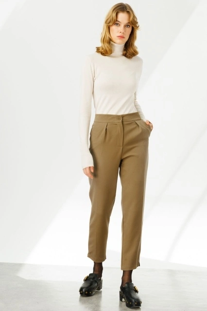 Ütü İzli Havuç Kesim Bronz Pantolon