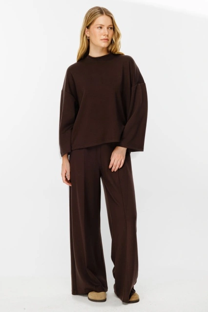 Uzun Kollu Oversize Kahve Tshirt