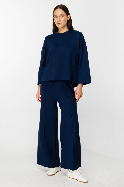 Uzun Kollu Oversize Lacivert Tshirt Uzun Kollu Oversize Lacivert Tshirt