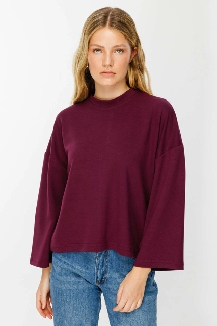 Uzun Kollu Oversize Vişne Tshirt Uzun Kollu Oversize Vişne Tshirt