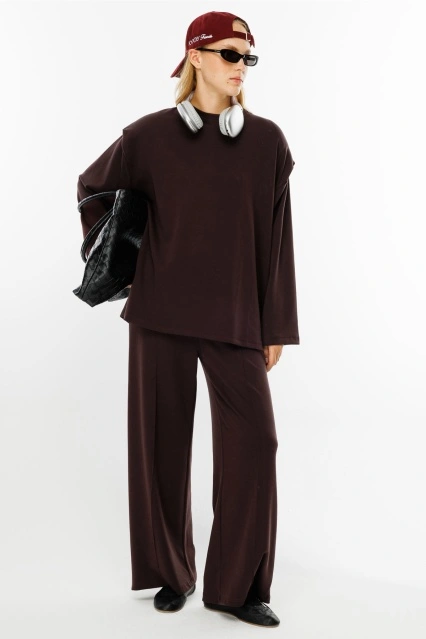 Vatkalı Compact Pamuk Acı Kahve Sweatshirt