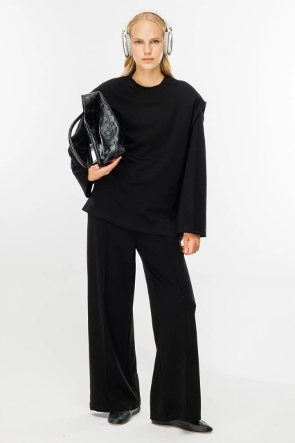 Vatkalı Compact Pamuk Siyah Sweatshirt