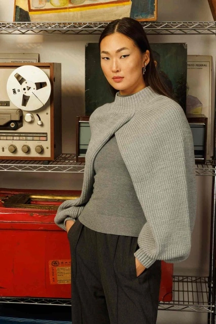 Verev Yaka Triko Gri Kazak