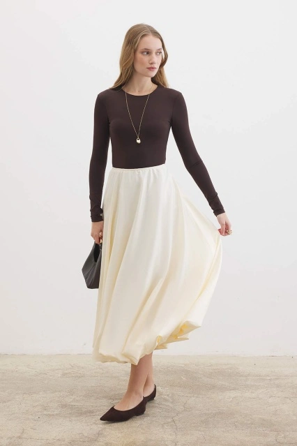 Saten Princess Krem Etek