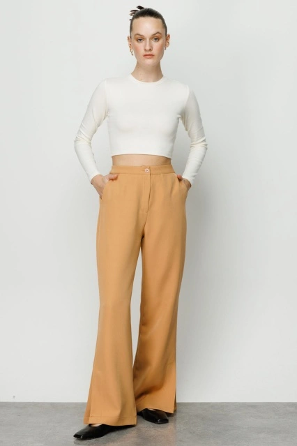 Yandan Yırtmaçlı Soft Oranj Pantolon