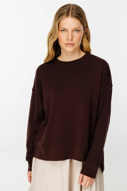 Yanları Yırtmaçlı Compact Acı Kahve Sweatshirt Yanları Yırtmaçlı Compact Acı Kahve Sweatshirt