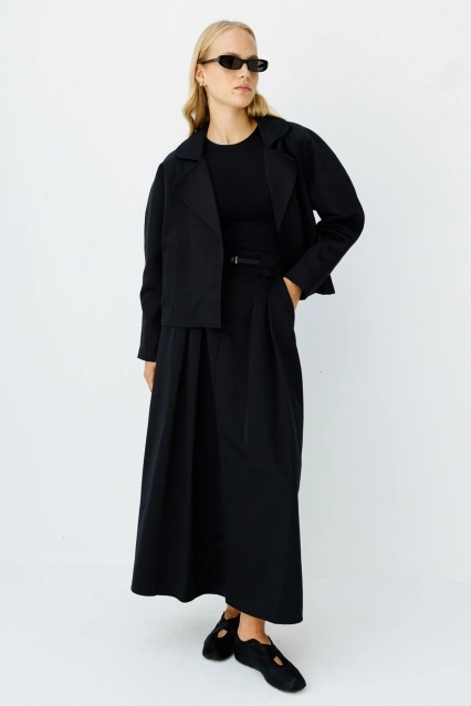 Yüksek Bel Binici Siyah Etek