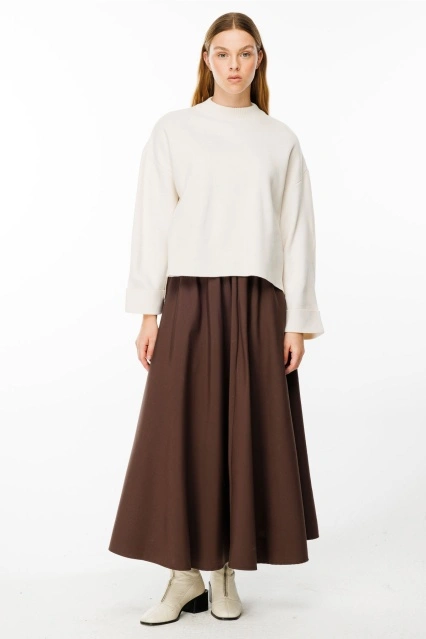 Yüksek Yaka Krem Kazak