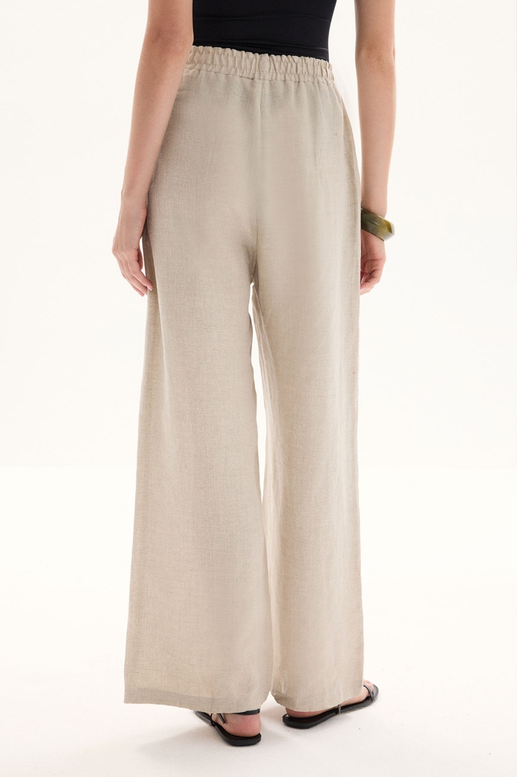 %100 Keten Düz Taş Pantolon - 6