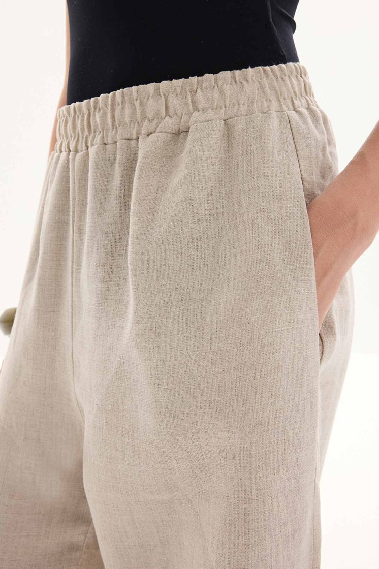 %100 Keten Düz Taş Pantolon - 7
