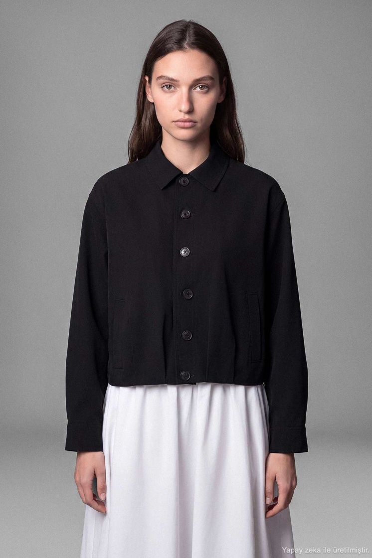 Balon Form  Kısa Siyah Ceket