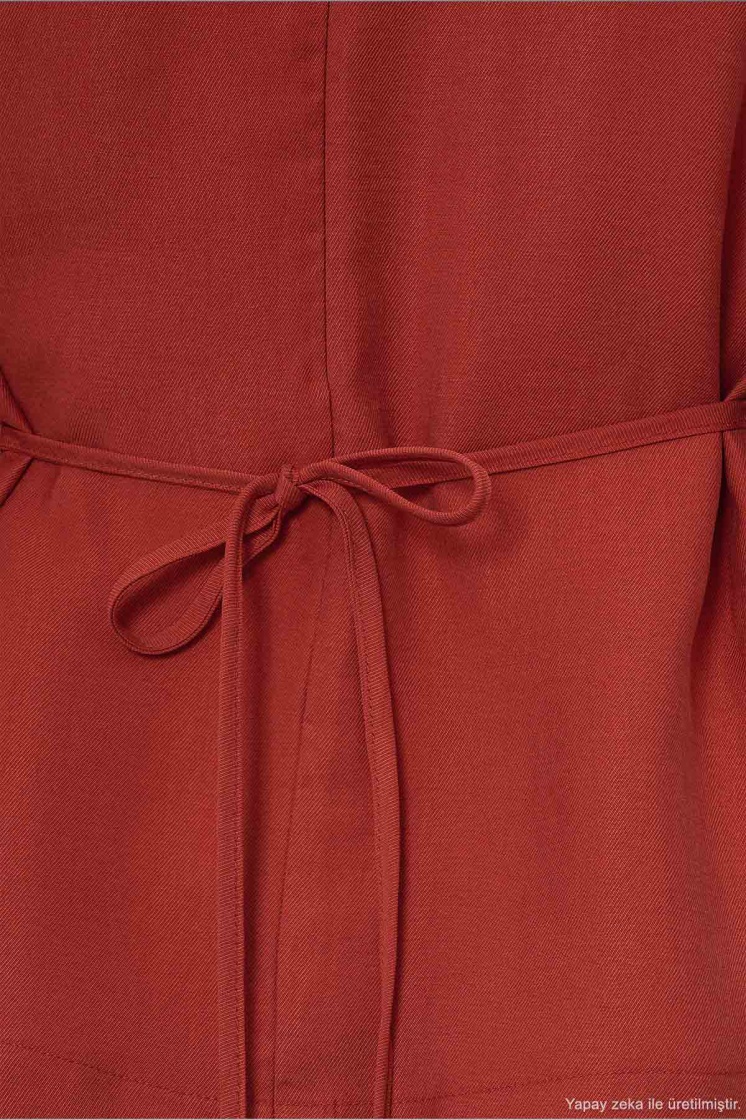 Bel Formlu Kırmızı Bluz - 5