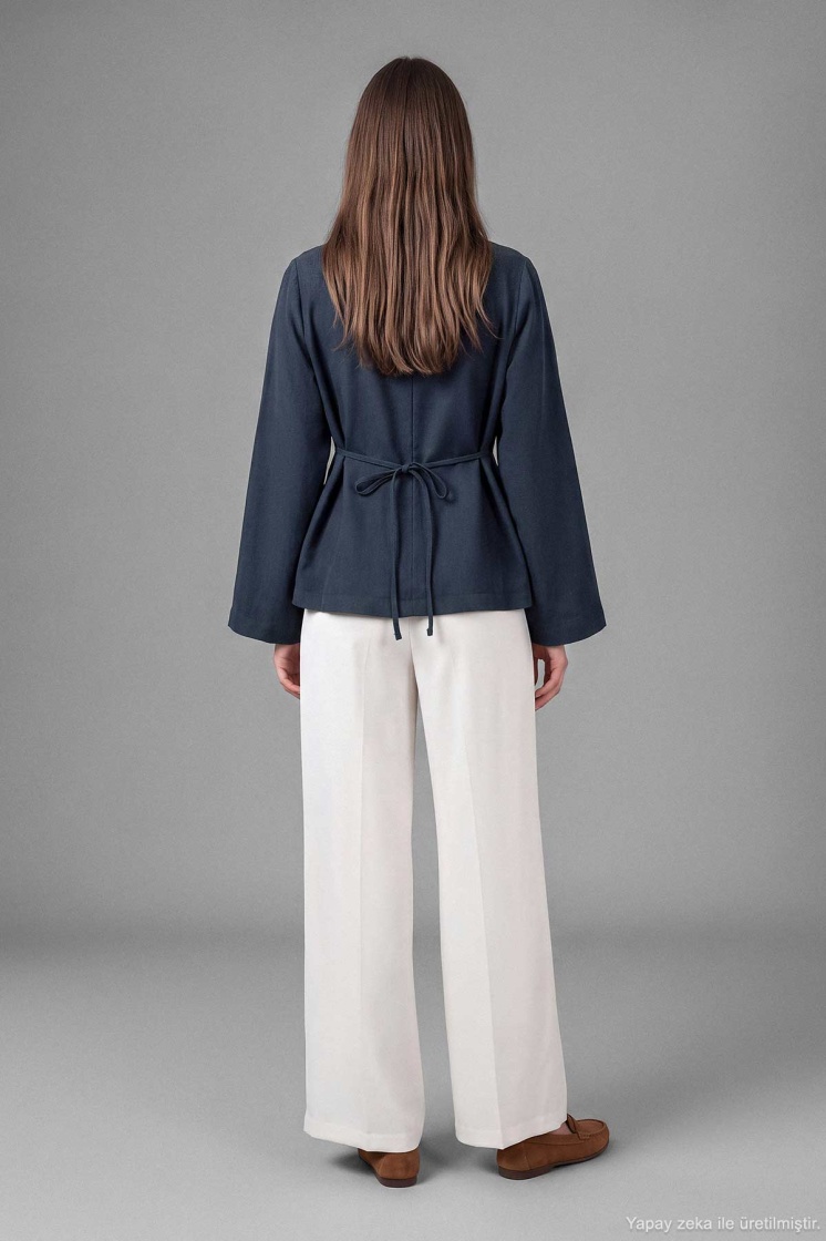 Bel Formlu Lacivert Bluz - 6