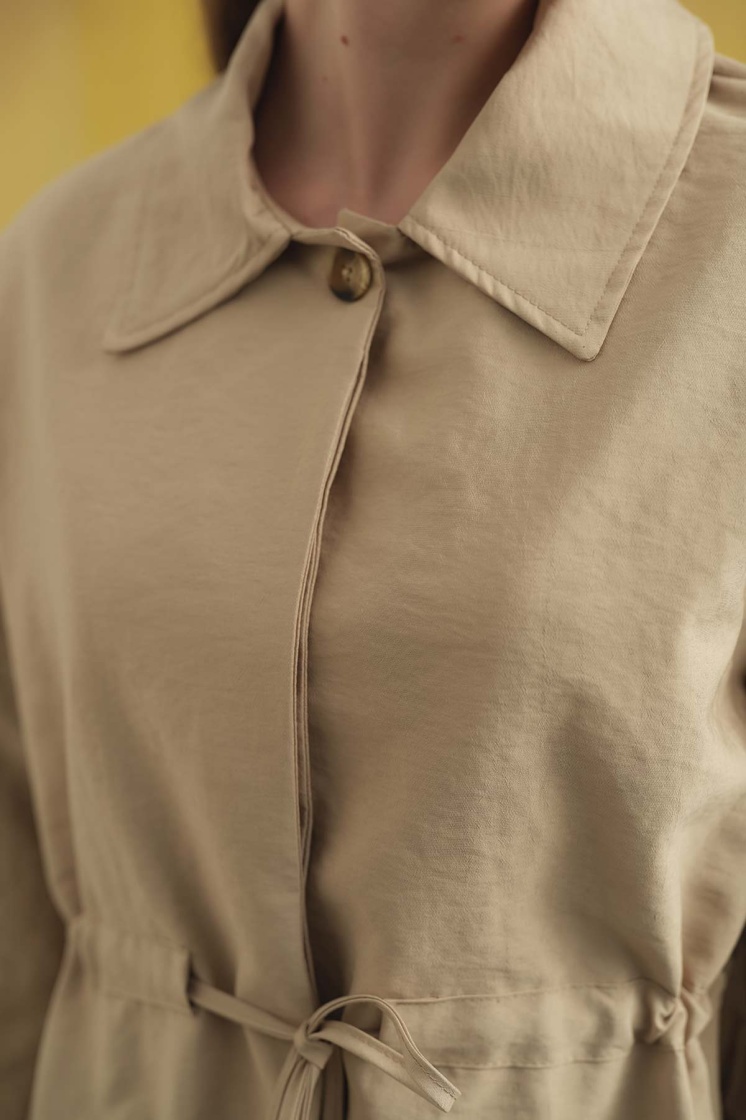 Büzgü Detaylı Kum Beji Ceket
