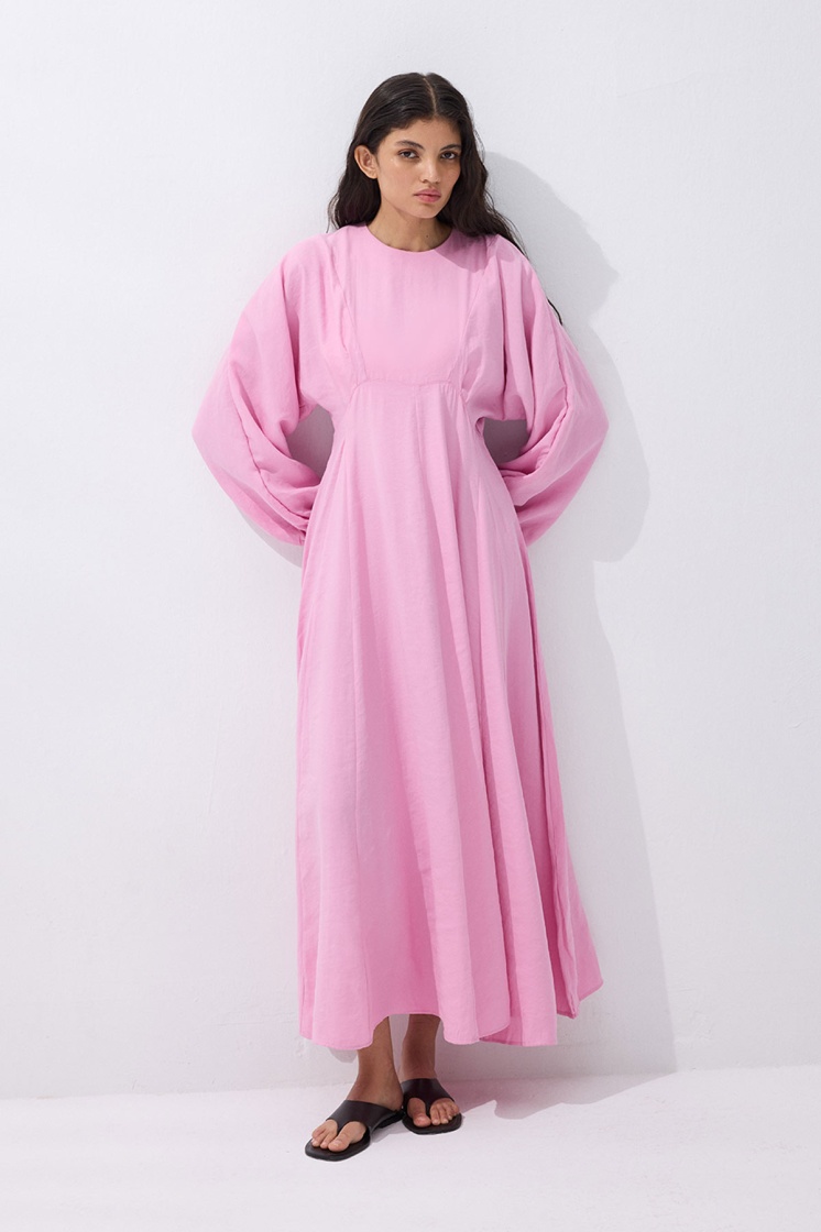 Caren Reglan Kol Pembe Elbise