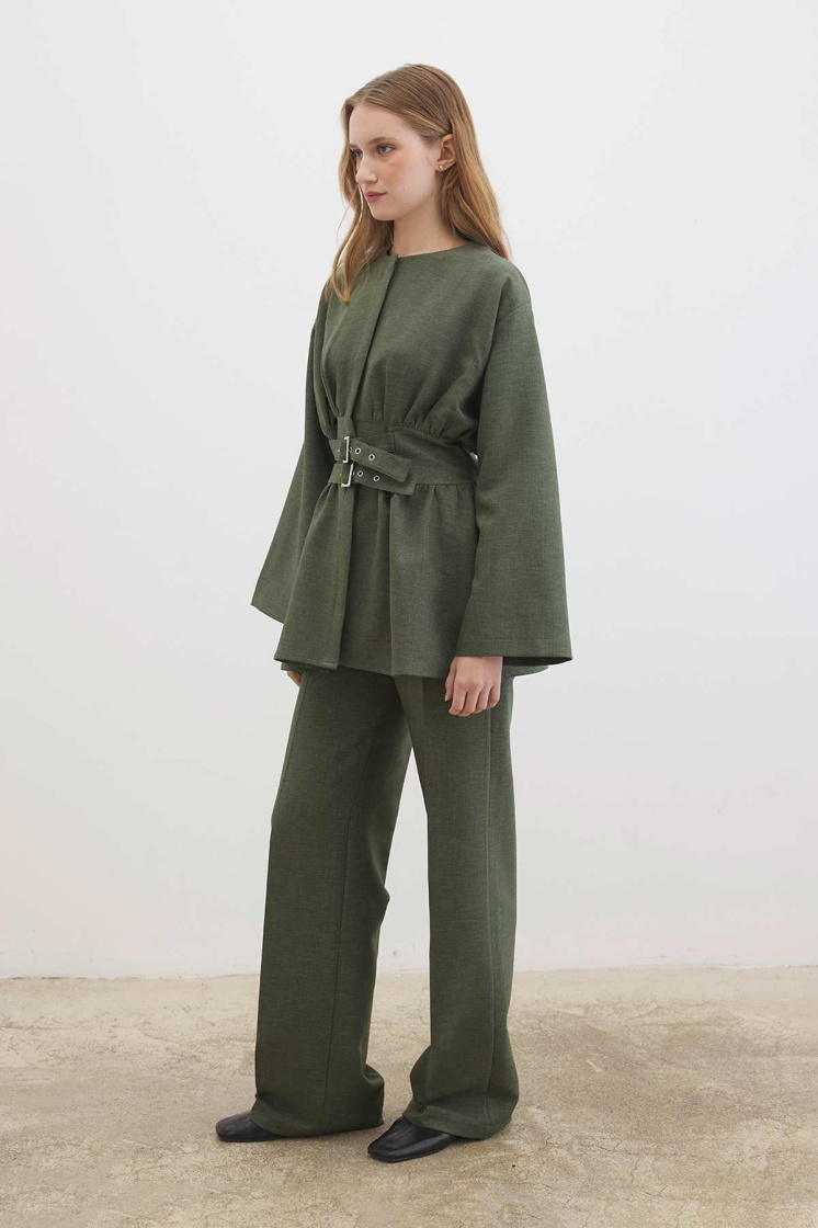 Çift Tokalı Haki Tunik - 6