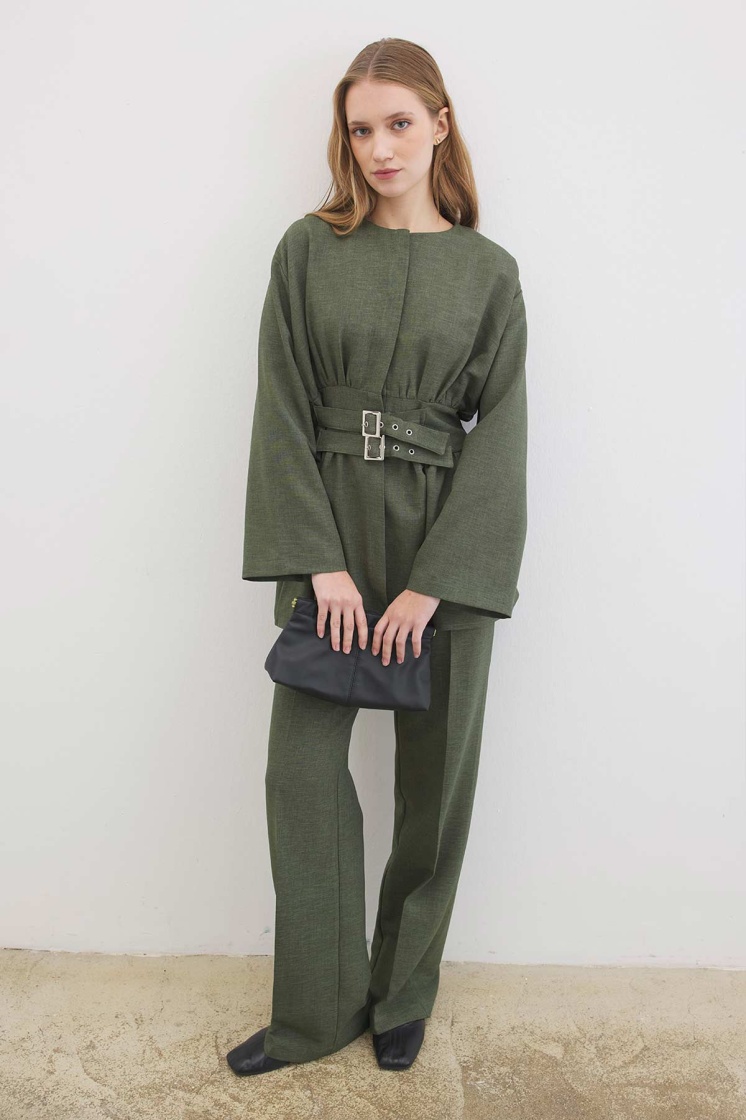 Çift Tokalı Haki Tunik - 5