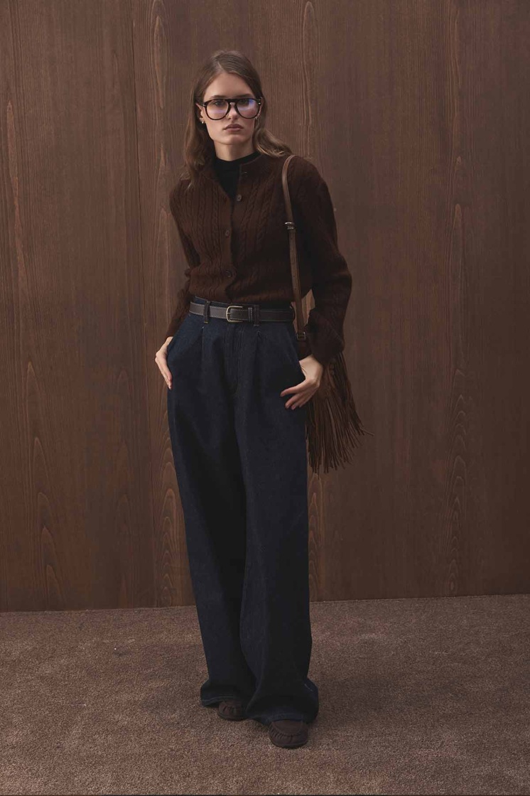 Denim Bol Kesim Yüksek Bel Lacivert Pantolon