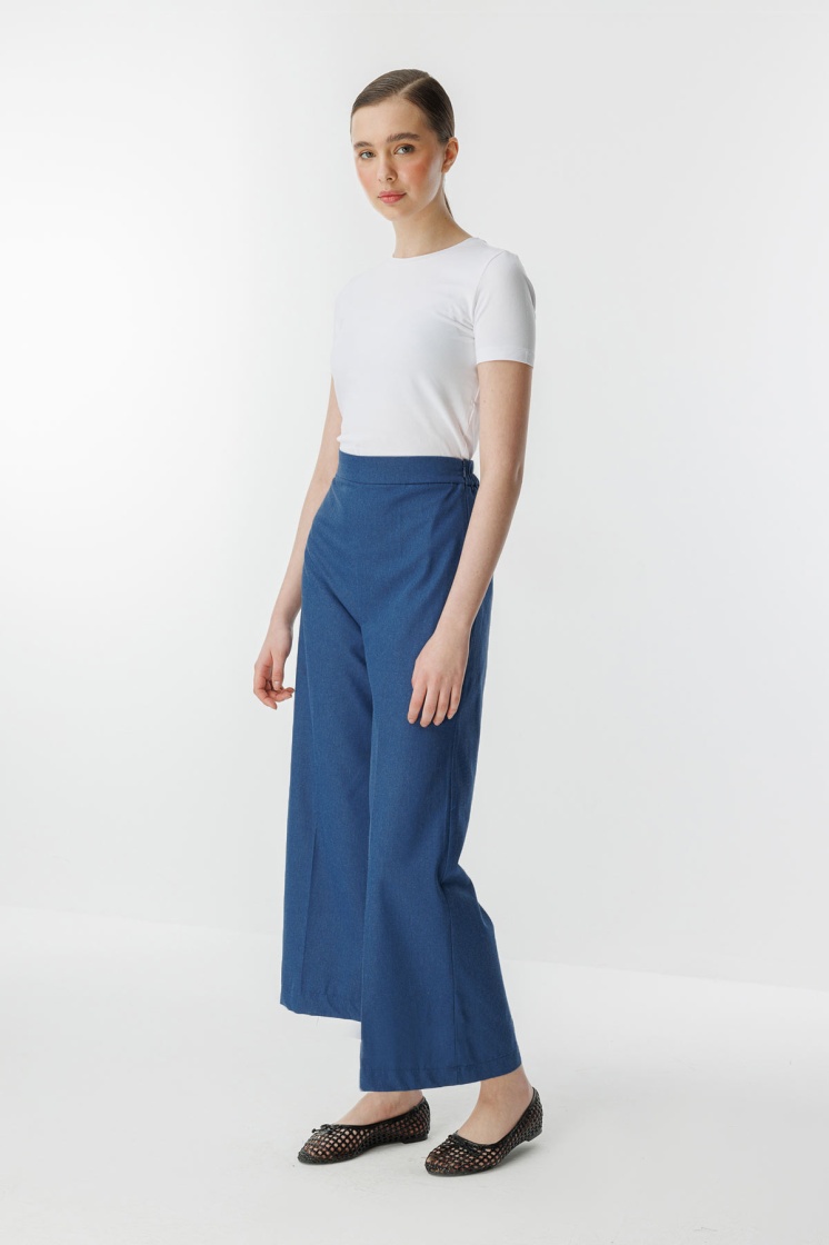 Denim Efektli Petite Mavi Pantolon