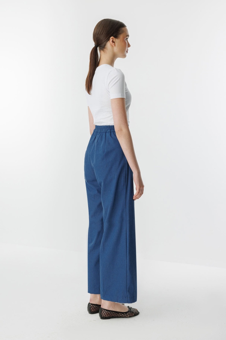Denim Efektli Petite Mavi Pantolon