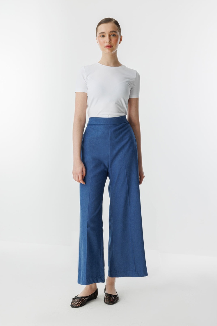 Denim Efektli Petite Mavi Pantolon
