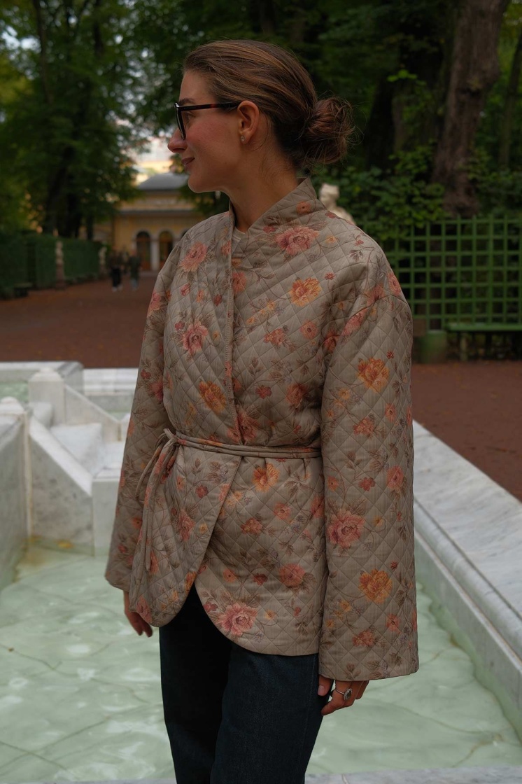 Desenli Kimono Kapama Çağla Ceket