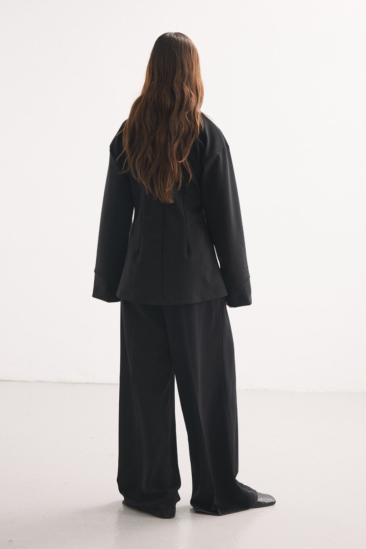 Düğme Detaylı Siyah Kimono Bluz - 7