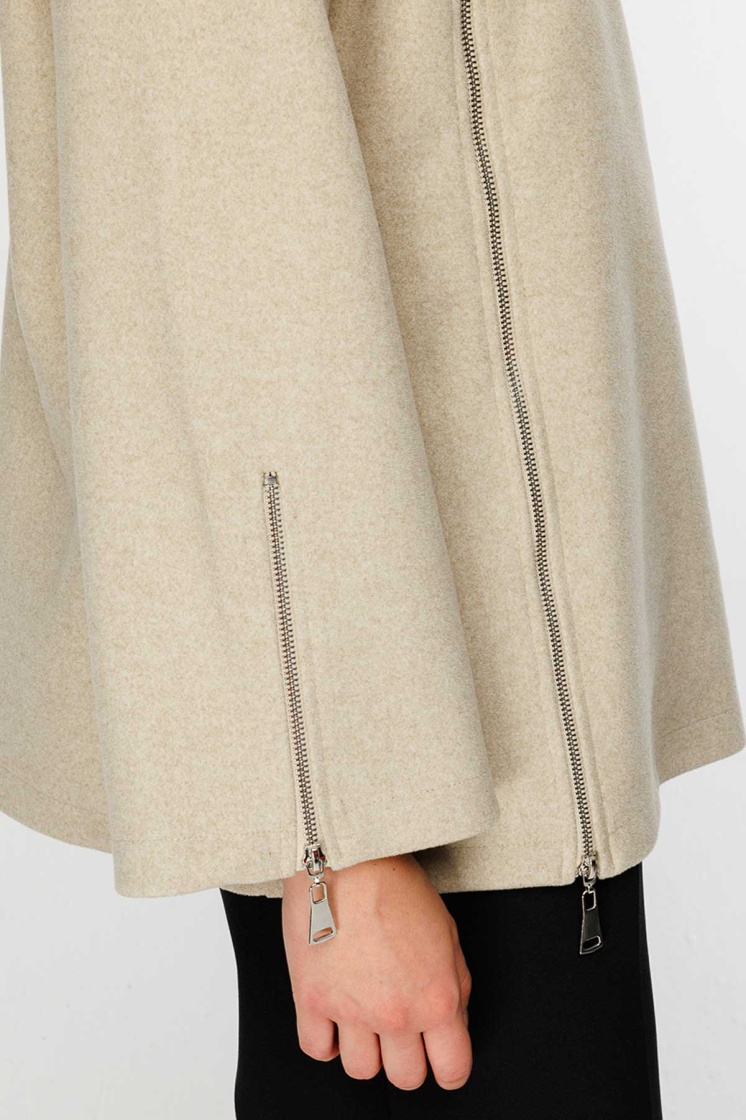Fermuar Detaylı Kaşe Bej Sweatshirt - 6