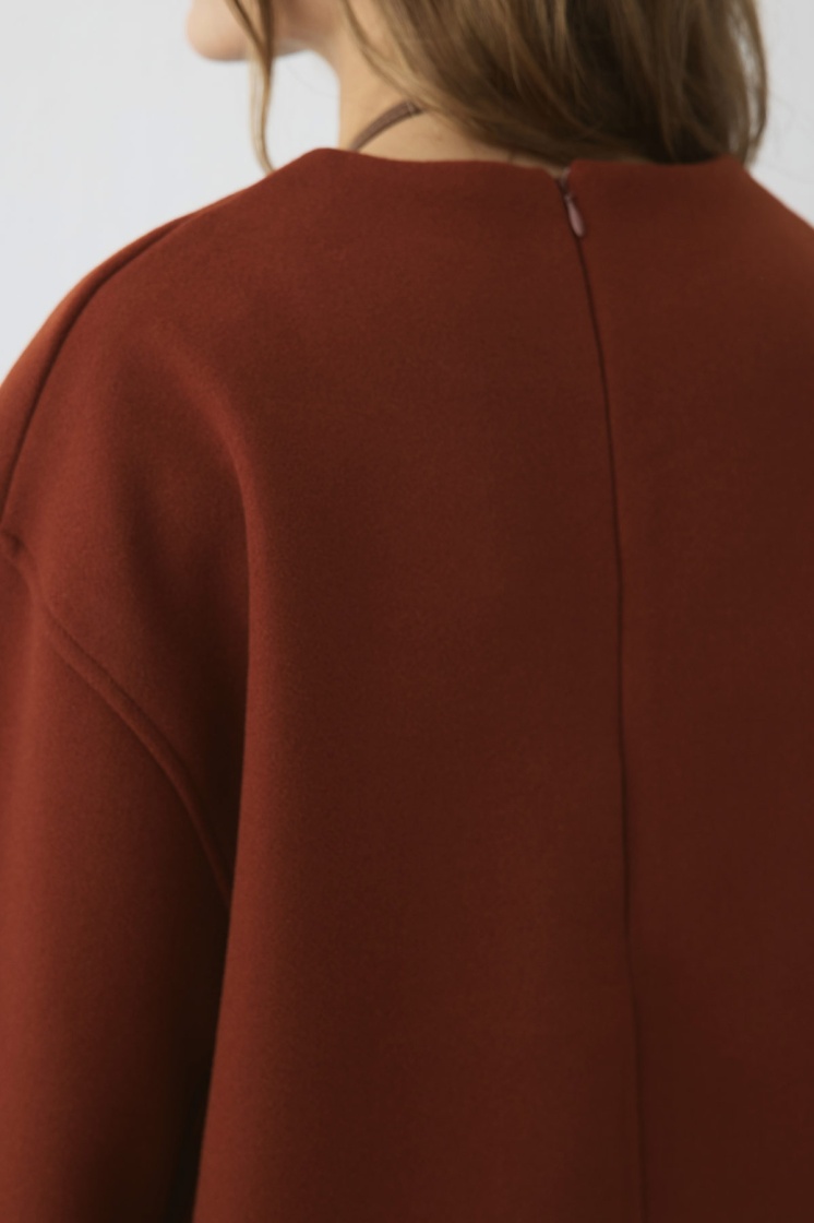 Fermuar Detaylı Kaşe Kiremit Sweatshirt - 7