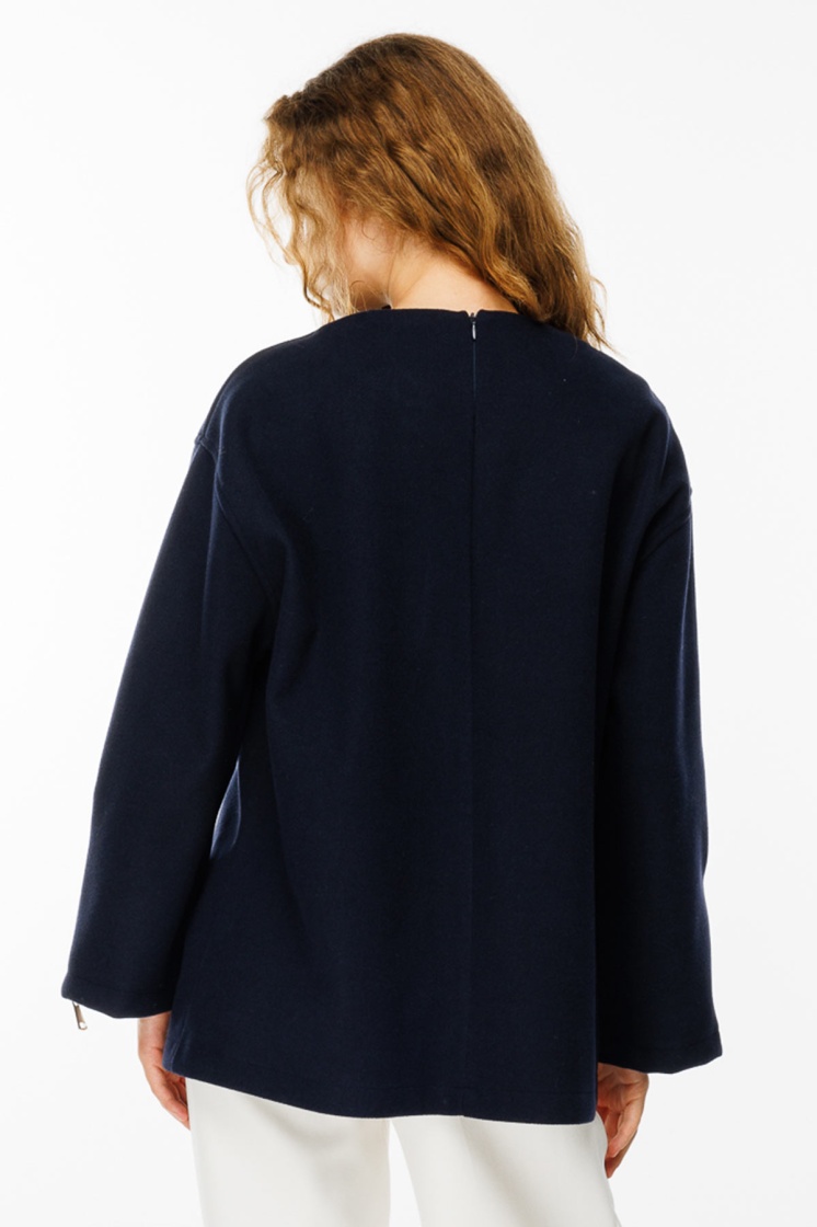 Fermuar Detaylı Kaşe Lacivert Sweatshirt - 7