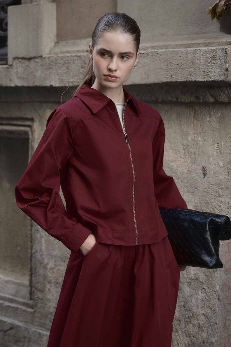 Gabardin Bordo Ceket Etek Takım