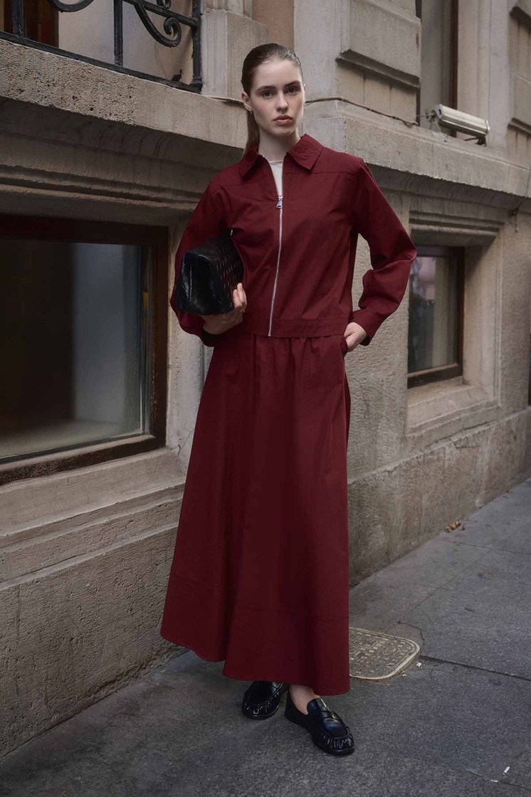 Gabardin Bordo Ceket Etek Takım