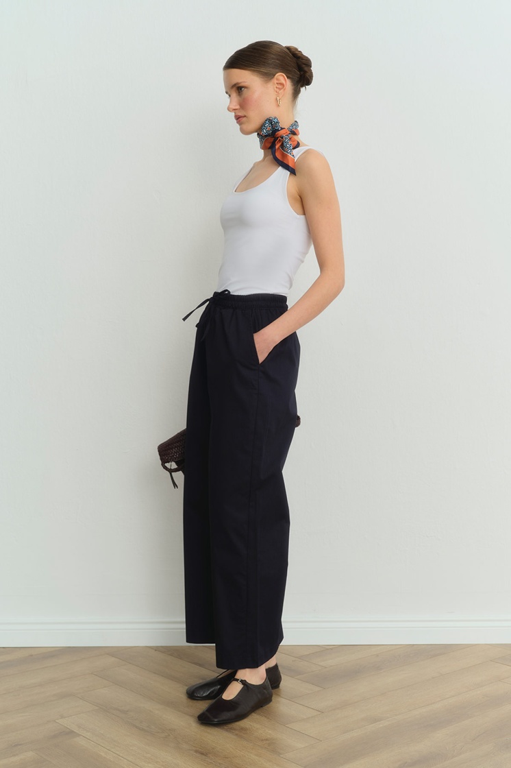 Gabardin Loose Lacivert Pantolon
